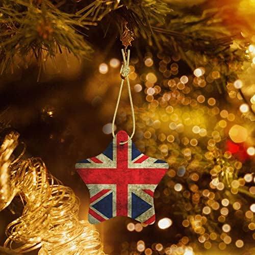 Ретро Коледен Керамичен медальон с Британския флаг 2022 година за украса на Коледната елха
