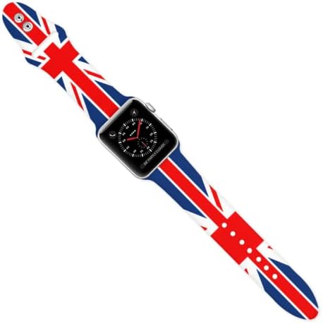Часовници Apple Watch с оригинален модел на британския флаг на Великобритания - Мек и здрав силикон каишка за часовник Apple Watch,