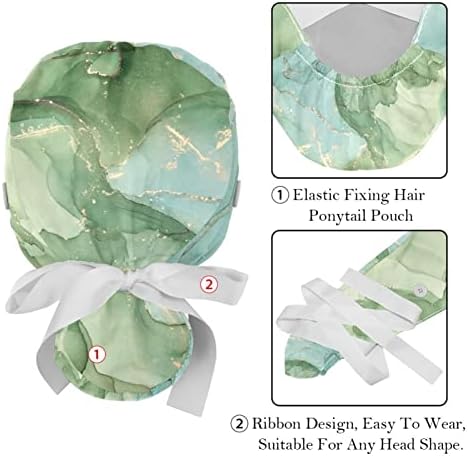 Регулируема Работна Шапка с мраморна текстура и държач за cauda equina, 2 Опаковки, Шапчица-Търкане, Пищната Шапка за мъже и Жени