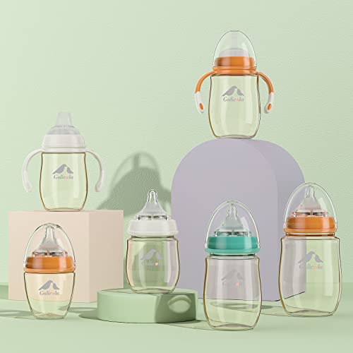 Бебешки бутилки Gulicola PPSU за кърмене с капак за съхранение, Срещу Колики, С бърз поток от 6 месеца и по-големи, 7 унции, 2 порции