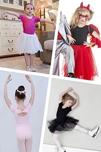 Танцово Трика YgneeDom с Къс ръкав за момичета, Танцови, с Лък на гърба за Балет и Гимнастика 3-12 Години