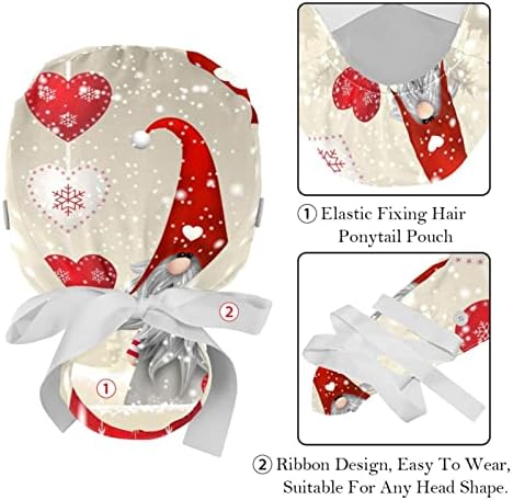 Медицински Шапки LORVIES за жени с Бутоните за дълга Коса, Регулируема Работна Шапчица от 2 теми, С Шарени Хохохо, Смях Дядо Коледа