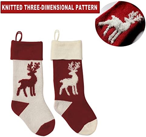 ERANLEE Комплект от 4 Коледни Чорапи 18 см Голям Размер, Възли Коледни Чорапи, Персонални Декорации за Отглеждане на семейството,