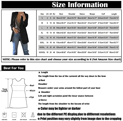 Якета-Блейзери за жени, Ежедневни Лека Работна Офис Яке с Дълъг Ръкав, Жилетка с Отворена Предна част, Връхни Дрехи с Джобове