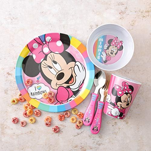 Комплект съдове за готвене Zak Designs Disney Включва чиния, купа, чаша, бутилка за вода и прибори за хранене, съдържащи бисфенол