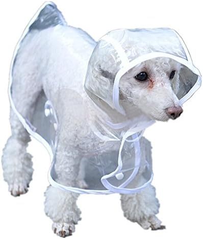 Giveme5 Непромокаема Мушама за Кученца, Прозрачна Дождевиковая дрехи за домашни любимци, Дрехи за Малки Кучета/Котки (М, Бял)