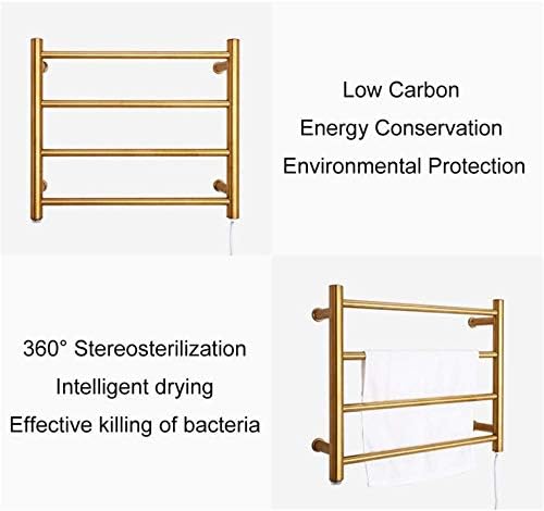 Стенен Отоплител за баня XZGDEN Електрическа Лира, отопляеми кърпа Стенни Енергоспестяващи отопляеми кърпи от Неръждаема Стомана, 58 W, Лира за Баня, Злато, Жичен