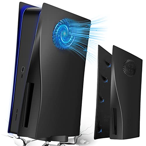 Версия за охлаждане на предния панел PS5, Корица PS5 за Playstation 5 Disc Edition, Актуализирана на вентилационните отвори с Турбокомпресор, Замяна лента PS5, Твърд устойчив на уда