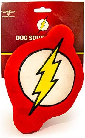 Плюшен играчка за кучета с катарама, Значка Светкавица, Червено, Бяло, Жълто, 8 x 6
