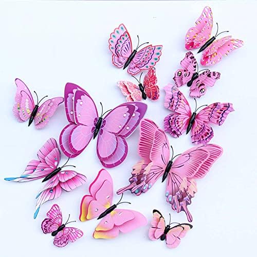 KUKUSOUL 3D Стикери за стена с Пеперуди Декор 24 броя Цветни Стикери за стена с Пеперуди, Стикери за Стена с Пеперуди за Деца, Момичета,