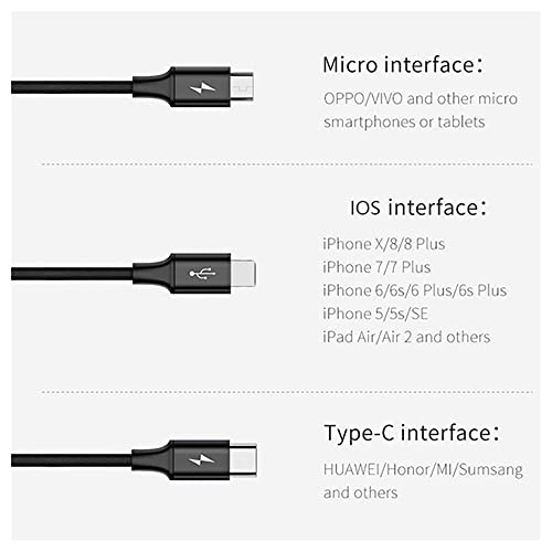 Мультикабель Pro USB 3в1, който е съвместим с вашия LG Stylo 4/Stylo 4 Plus/Stylo 4 +/Stylo 5/Stylo 5+ за пренос на данни Универсална