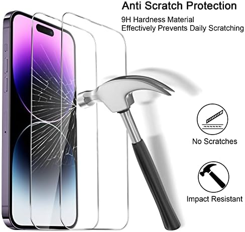 2 Опаковки Закалено стъкло, предназначено за iPhone 14 Pro Max, Защитно фолио за екрана с 2 и с малко пари за Защита на обектива