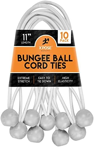 Защитни въжета за Бънджи топки Xpose 11 10 Опаковки тежка рамка Бяла Еластична Въжета с Шаровыми Стяжками за Сенници, Tarps, Стени,