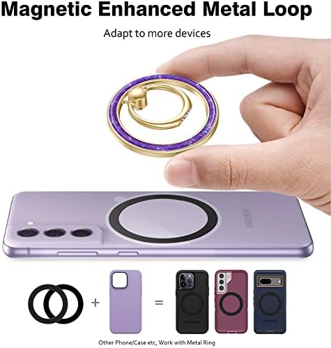 Магнитна писалка за телефон с притежателя на пръстена на пръста си и въртяща се стойка, магнитен държач за телефон Allengel за iPhone