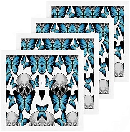 Kigai 6 Опаковки Мочалок с черепи пеперуди – Меки Кърпи За лице, За фитнес, Хотелски и спа качество, Кърпи за Многократна употреба отпечатъци От чист Памук