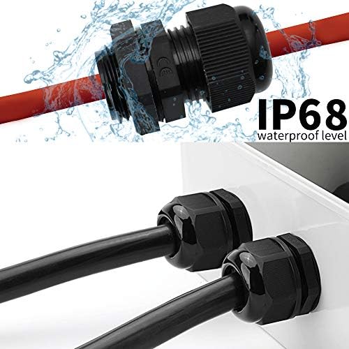 Найлонов кабел MAKERELE 1/2 NPT за облекчаване на напрежението, IP68 водоустойчив, кабела диаметър 6-12 мм, с подложки (1/2 NPT, 20 бр.)