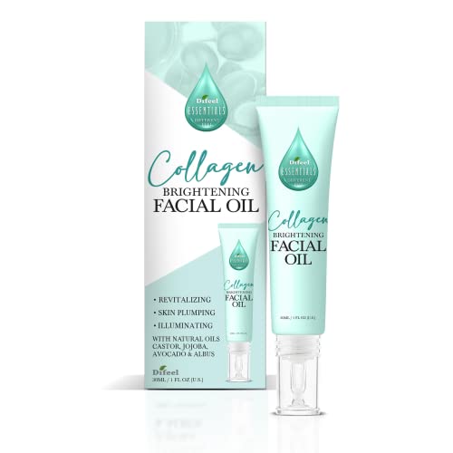 Difeel Essentials Осветляющее масло за лице с колаген 1 унция - Антивозрастное Коллагеновое масло за лице за безупречна кожа