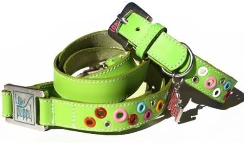 Набор от кожени греди и каишки за кучета Cool Puppy Plamen Puppy - Key Lime Green Large (12-14 инча)