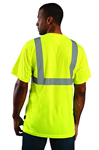 OccuNomix LUX-SSETP2B-Y2X Класическата Стандартна тениска с влагоотводящим модел Birdseye с къс ръкав и джоб, клас 2, Влагоотводящий полиестер ANSI Birdseye, 2X-Large, жълт (висока видимост)