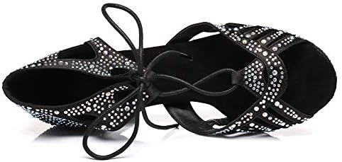 HROYL За жени и Момичета, Нови Сатенени Обувки за Танци балната зала, Кристали, Обувки за латино Салса, Сватбени Танцови обувки