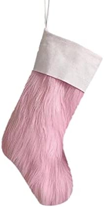 Коледна Камина Венец на камина, Коледни Чорапи Текстилен Коледна торбичка за чорапи и Коледни Окачени чорапи за украса на парти и Коледни Анимационни розово-бели п