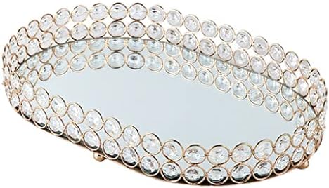 JEUSDF Златна Кутия За съхранение на Бижута Тава Стъклена Mirror Crystal Козметични Органайзер За Грим Стойка за Декорация на Дома