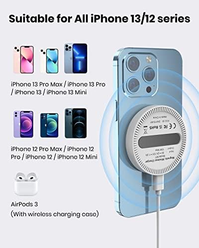 Безжично зарядно устройство, Магнитна зарядно устройство ще захранване на панела с адаптер USB-C е Съвместим с wi-зарядно устройство MagSafe за iPhone 13/13 Mini/13Pro/13Pro max/ iPhone 12/12
