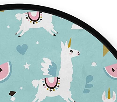36,2 Цолови Големи Кръгли Меки Подложки Сладък Rainbow Unicorn Лама Детски Игри килимче за Детската Стая с Спалня и Хол Домашен
