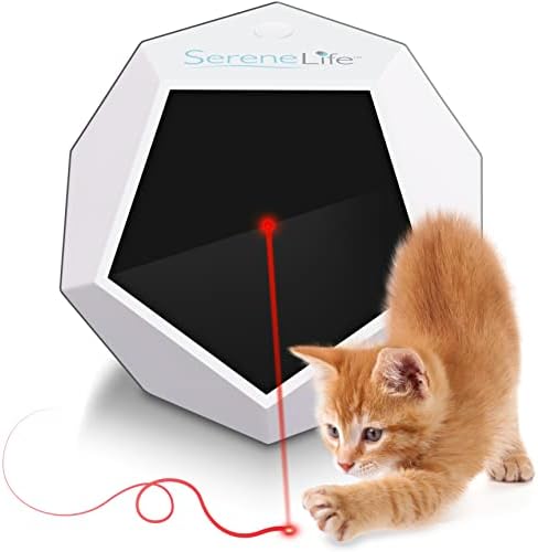 Автоматична играчка-кубче SereneLife за котки - Електронна Въртяща се и движеща се Машина-Закачка за интерактивни и интелигентни сензорни игри с домашни животни - Автом?
