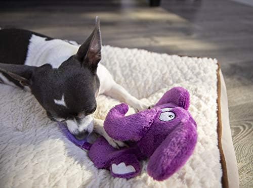 ЧУВАШ ЛИ, КУЧЕ! Плюшен играчка За кучета Flattie Elephant с Тих Писък и технологии за Защита от Дъвчене - Лилаво, Мини