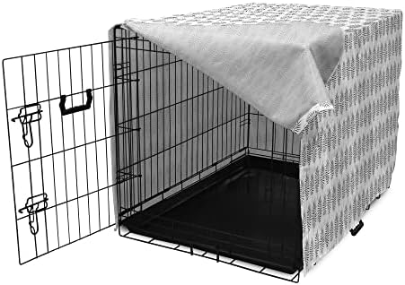Foldout Черно-бял Калъф за клетка за кучета, Ботаническая Състав от палмови листа Тропическа Джунгла, Екзотичен Хавайски Дизайн,