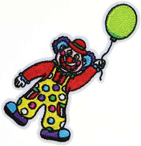 JPT - балон с образа на Жокера, Cartoony Шут, Забавна Щастлива Усмивка, Бродирана Апликация, Желязо/Шият Ивици, Икона, Скъпа Нашивка