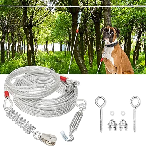 100-крак кабел за обвързване на кучета с 10-футовым кабел за бягане - Сверхпрочный Дълга каишка за кучета за тренировки в двора, къмпинг, разходки На открито - Кабел за ?
