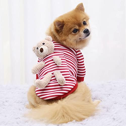 Пуловер за котки и Кученца с Покет Мечка Есен и Зима Плюс Руното Топли Дрехи за Малки Кучета За Домашни Любимци