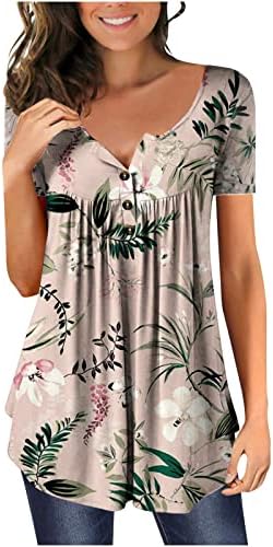 Дамска Лятна Есенна Блуза Свободно Намаляване на 2023, Модни Памучен Тениска с V-образно деколте и Къс Ръкав Graphic Lounge Top