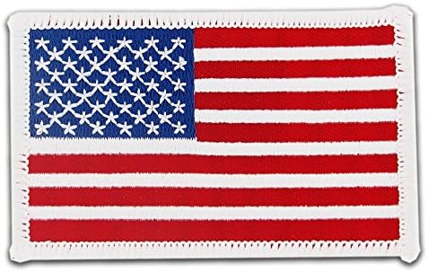 Нашивка с бродерия на Американското знаме със Златен кант, пришитая желязо