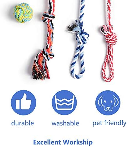 Играчки на Въже за кучета Fida, 4 опаковки, Здрави Памучни Въжета За никнене на млечни зъби При Кученца На закрито /На открито,