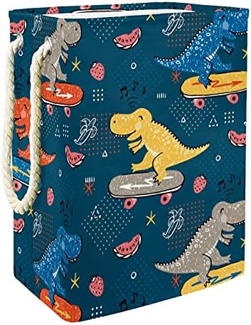 Синя Количка за бельо за Скейтборд с Динозавром, с дръжки, Голяма Сгъваема Кошница За съхранение, За Детска Стая, Органайзер за