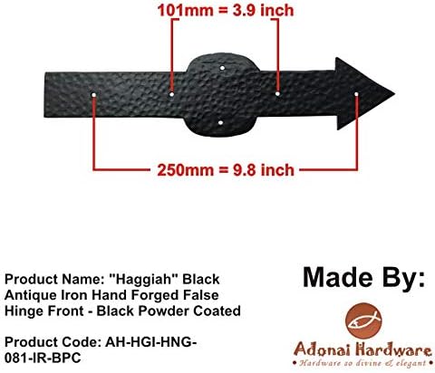 Профили Adonai Haggiah Черна Антични Желязна носи етикет за услугата контур ръчно коване Отпред (идва по 2 броя в опаковка) - С