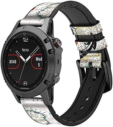 CA0216 Морска Карта Кожен Ремък за смарт часовници на Garmin Vivoactive 4S Vivomove 3S Размер (18 мм)
