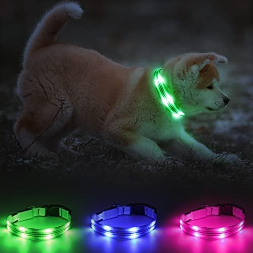 Нашийници за кучета BSEEN Light Up - USB Акумулаторна батерия Светлинен led нашийник за кучета - Отразяваща нашийник за кученца - Двухлинейные светещи светлини за кучета за н