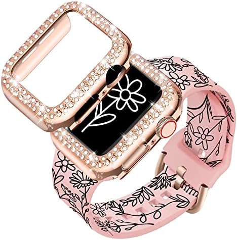 Силиконови каишки за часовници SWUU с блестящ Защитен калъф е Съвместим с Apple Watch SE/4/5/6 40 мм, Сладки Въжета за Apple Watch