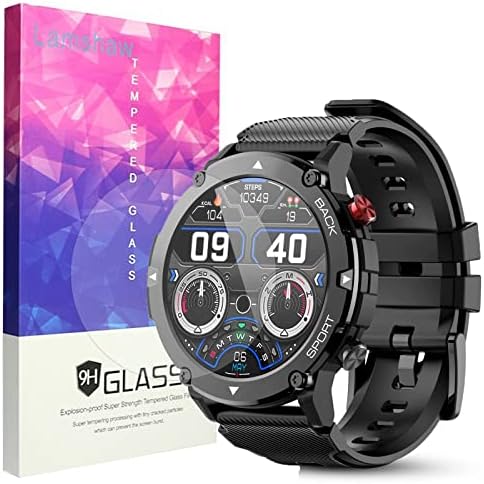 Защитно фолио Lamshaw, съвместима с PUREROYI Smart Watch, [3 опаковки] Защитен слой от закалено стъкло 9H, Съвместима с PUREROYI