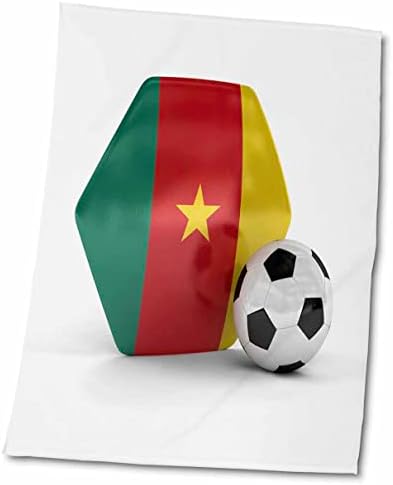 3dRose Карстен Рейзингер - Илюстрация - Камерунский футболна топка - Кърпи (twl-181894-3)