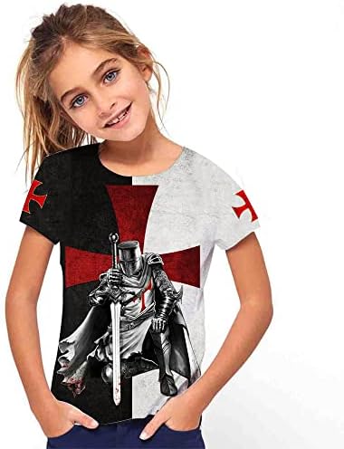 Тениски FiveEarl Кръстоносците Knight, тениски с 3D Забавна Графика Кръстоносците Knight, Младежки Тениска За Момчета и Момичета На Възраст От 4 до 14 Години