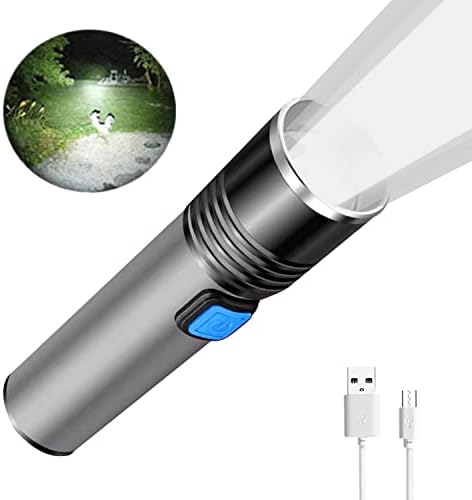YZYOE USB акумулаторна батерия led фенерче, мащабируем Най-добър малък led тактически фенер за къмпинг, 3 режима на ярки led светлини за извънредни ситуации, къмпинг, работа