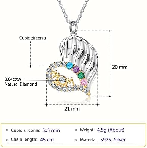 CTIEIP Огърлица от злато 10K, 14K 18K с естествени диаманти и 2-5 камъни във формата на Сърце за жени, Персонални Именное Огърлица, Подарък за майка, Подарък за Деня на майкат?