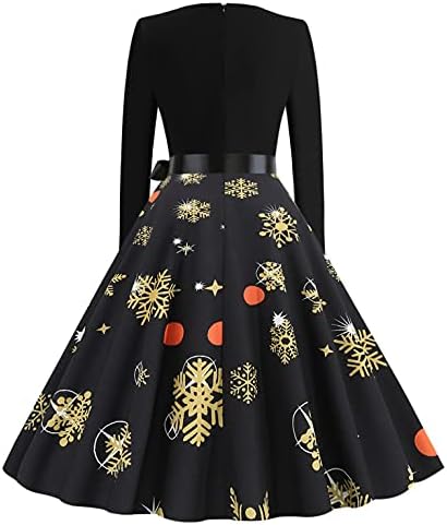 Дамско коледно винтажное рокля-люлка с дълъг ръкав в стил мозайка на 1950-те години, коктейлни рокли за абитуриентски бал в стил
