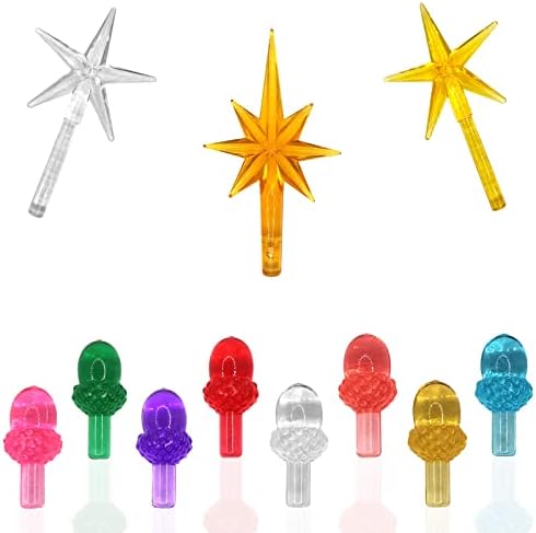 KonohaELF Крушки/Гирлянди за смяна на керамични елхи, (104 БР + 3 Звезди) Многоцветни Средни Клечки от Жълъд за декоративни Занаяти