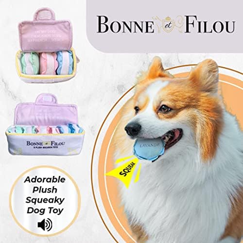 Плюшени играчки за кучета Bonne et Filou Macarons, Трайни Писклив Интерактивни Щенячьи играчки за Агресивни Жевателей – 3 опаковки